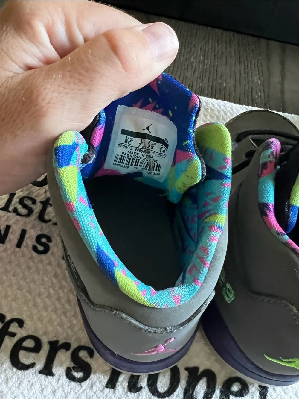 Jordan Kids Gray High-Top Sneakers with Multicolor Lining